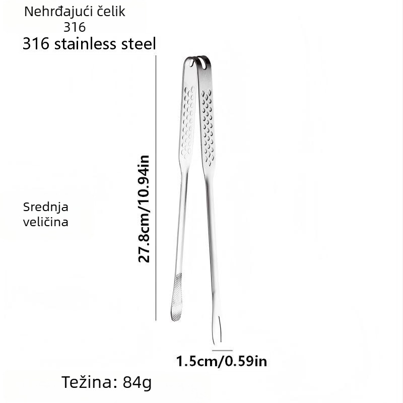 Liangsheng 316 nehrđajući čelik, debeli grill kliješta s integriranom vilicom, kliješta za hranu i steak, korejskog stila