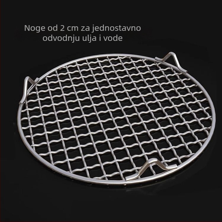 Okrugla rešetka od nehrđajućeg čelika 304 s nogama, namijenjena pripremi čaja, pečenju mesa, odvodnji ulja, dimljenju, pečenju i korištenju s fritom na zrak