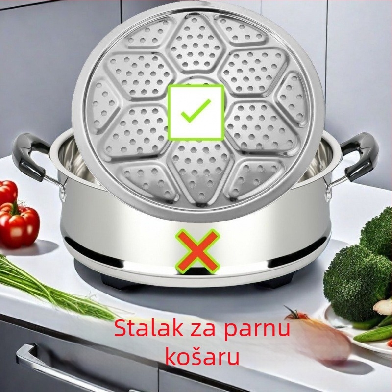 Nerđajući čelik koš za parenje za električni lonac, univerzalnog tipa, podignut i debeli stalak za paru