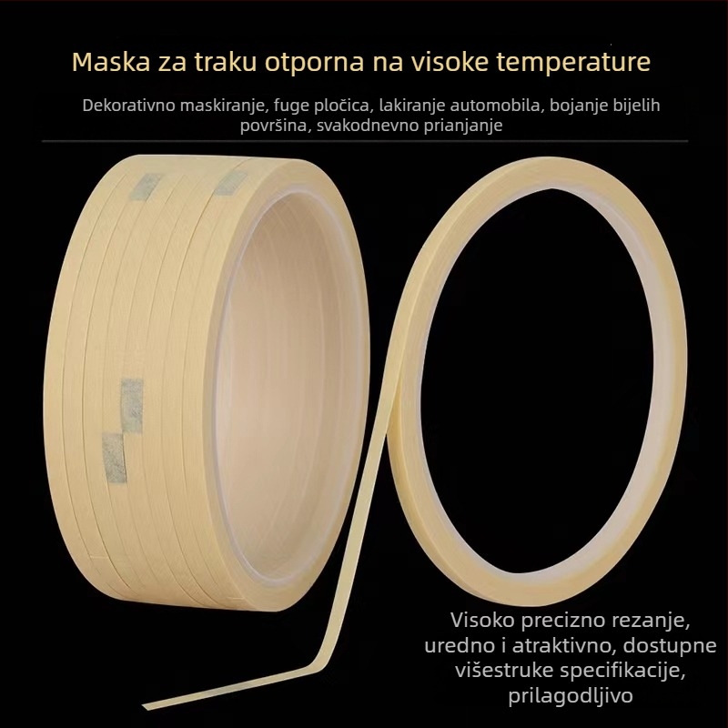 Termički otporna maskirajuća traka od teksturiranog papira, ultra-tanka 1 mm, za bojenje automobila i nokte, nevidljivo maskiranje šavova