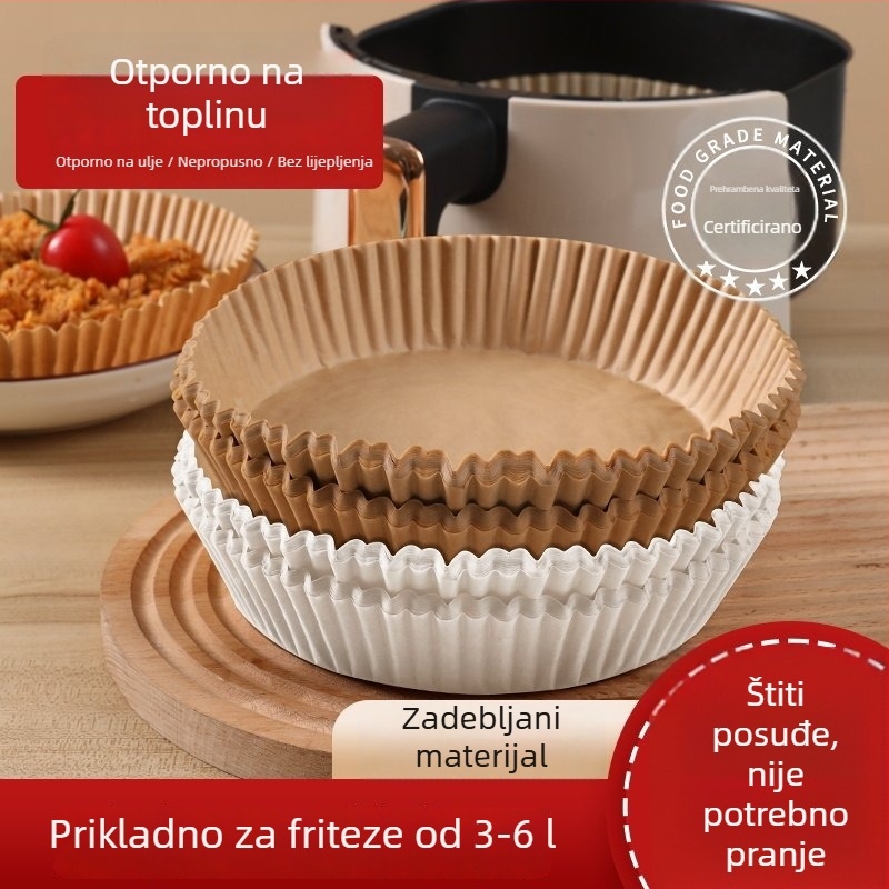 Silikonski papir za pečenje za air fryer s podlogom za upijanje ulja, kvadratičan, otporan na visoke temperature