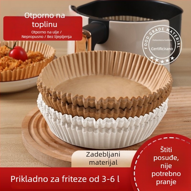 Silikonski papir za pečenje za air fryer s podlogom za upijanje ulja, kvadratičan, otporan na visoke temperature
