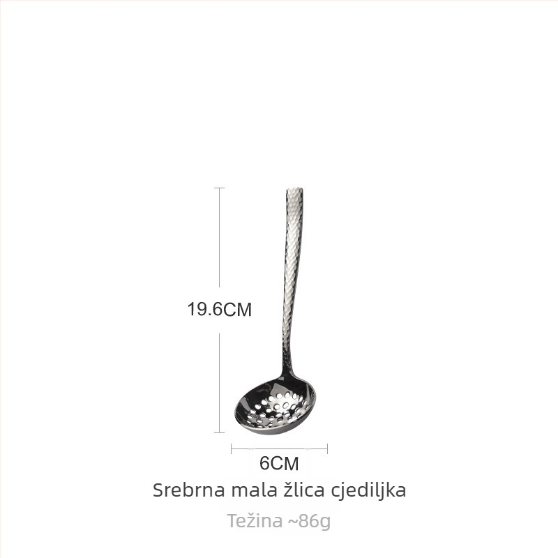 304 nehrđajući čelik, debeli, s udarnom teksturom, žlica za juhu s dugim drškom, pogodna za vrući lonac – knedle i kaša, zlatna