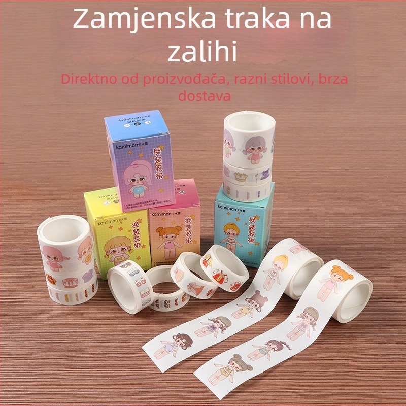 Princeza Dress-Up Washi traka za planere – slatke djevojčice crtani likovi naljepnice za odijevanje