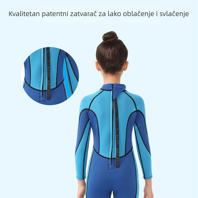 Yakevo 2,5 mm dječji ženski wetsuit za ronjenje, jednodijelni, s dugim rukavima i dugim nogama, neoprenski, s karikaturnim uzorkom