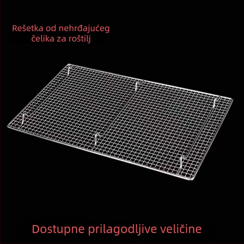 Nerđajući čelični mrežni tanjur s nogama za roštilj, pečenje i odvod ulja