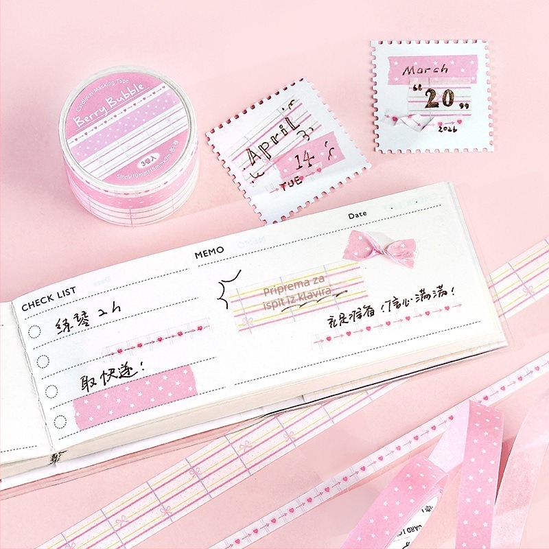 Set washi traka Letter Lover, serija Spring Prelude, jednostavni svježi osnovni trakovi za kolaž