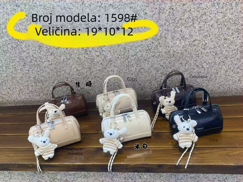 Visoko kvalitetna cilindrična torbica Boston stila, mala kružna torbica s lancem, dizajn nadahnut jastukom, svestrana za rameno i crossbody nošenje