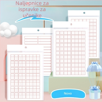 Ispravljačke naljepnice za učenike osnovne škole, listovi za ispravljanje pravopisa i riječi, nastavne potrepštine, 10 listova u pakiranju, model JZDZ-Z001R, Step by step