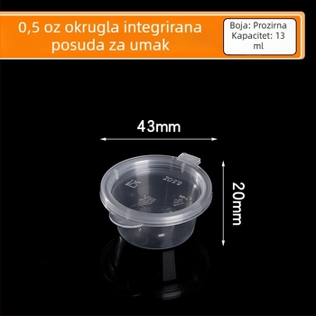 Okrugla jednokratna posuda za umake s nepropusnim poklopcem, PP prehrambene kvalitete, za umakanje i pakiranje za ponijeti