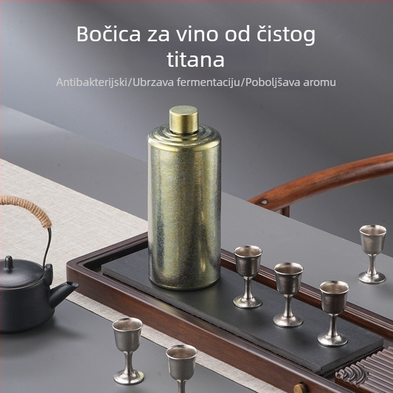 Flakon od čistog titana za vino, prijenosan za vanjsku upotrebu, zatvorena boca za vino, titanijeva legura, lagan