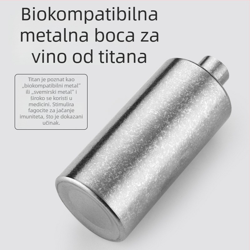 Flakon od čistog titana za vino, prijenosan za vanjsku upotrebu, zatvorena boca za vino, titanijeva legura, lagan