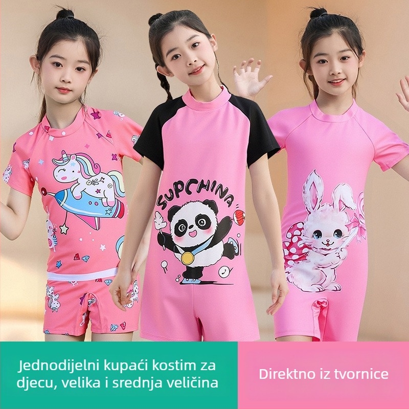 Visokokvalitetne dječje jednodijelno kupaće kostim s slatkim crtani uzorkom, brzo se suši.