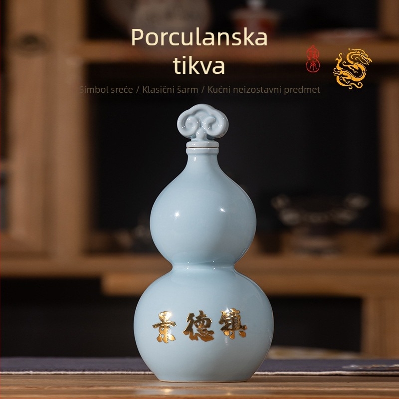Keramički čajnik u obliku tikvice za mliječni čaj, vodu i vino – prenosni vanjski čajnik