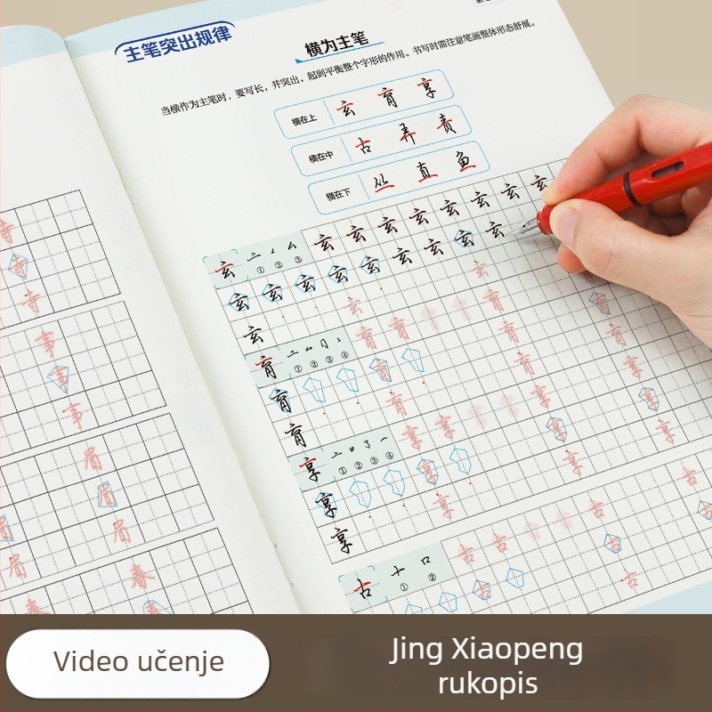 Ink Dots Knjiga za kaligografiju Jing Xiaopeng: brza vježba Xingkai pisma (polukursivno) s 7000 znakova ilustrirano za brzo svladavanje.