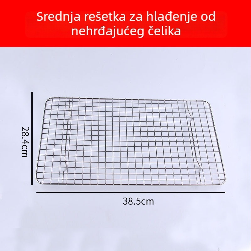 Kvadratna mreža od željeza za pečenje i hlađenje, neprianjajuća, za torte, kruh i kolače – višenamenska kuhinjska mreža