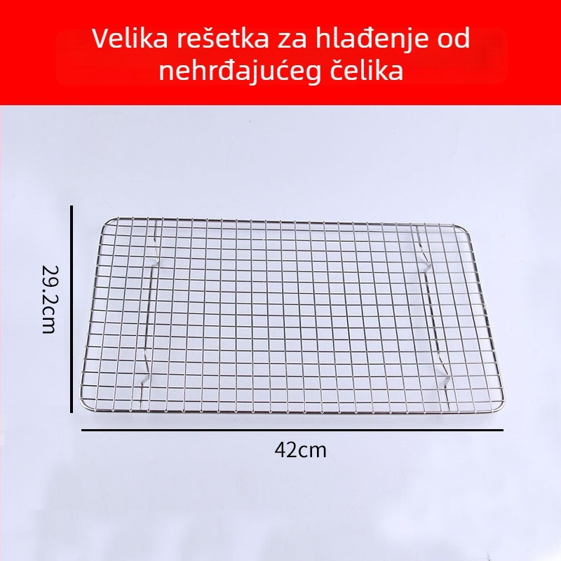 Kvadratna mreža od željeza za pečenje i hlađenje, neprianjajuća, za torte, kruh i kolače – višenamenska kuhinjska mreža