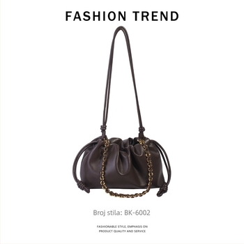 Luojia Flamenco Cloud torbica s šnurlom, bucket stil, kožna, srednje veličine, za rame ili crossbody