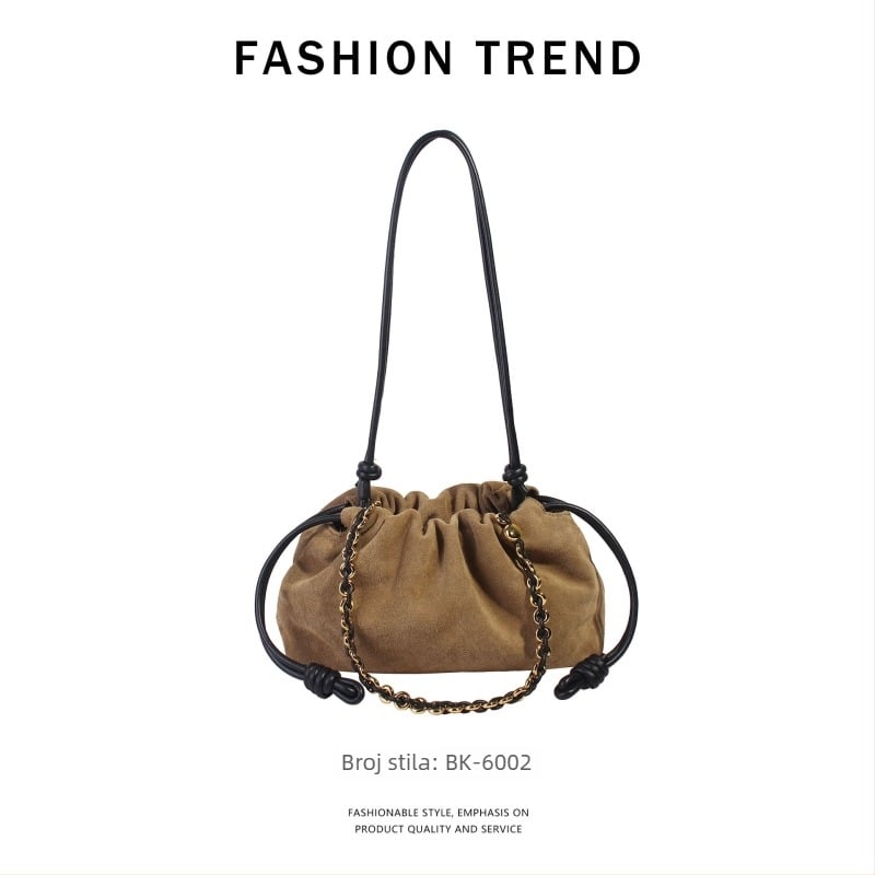 Luojia Flamenco Cloud torbica s šnurlom, bucket stil, kožna, srednje veličine, za rame ili crossbody