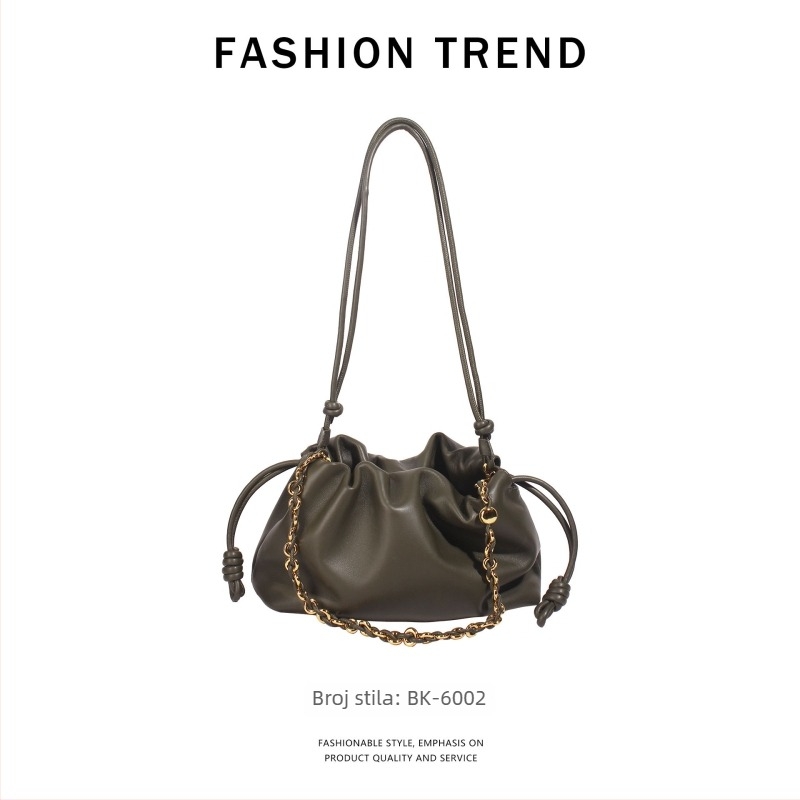 Luojia Flamenco Cloud torbica s šnurlom, bucket stil, kožna, srednje veličine, za rame ili crossbody