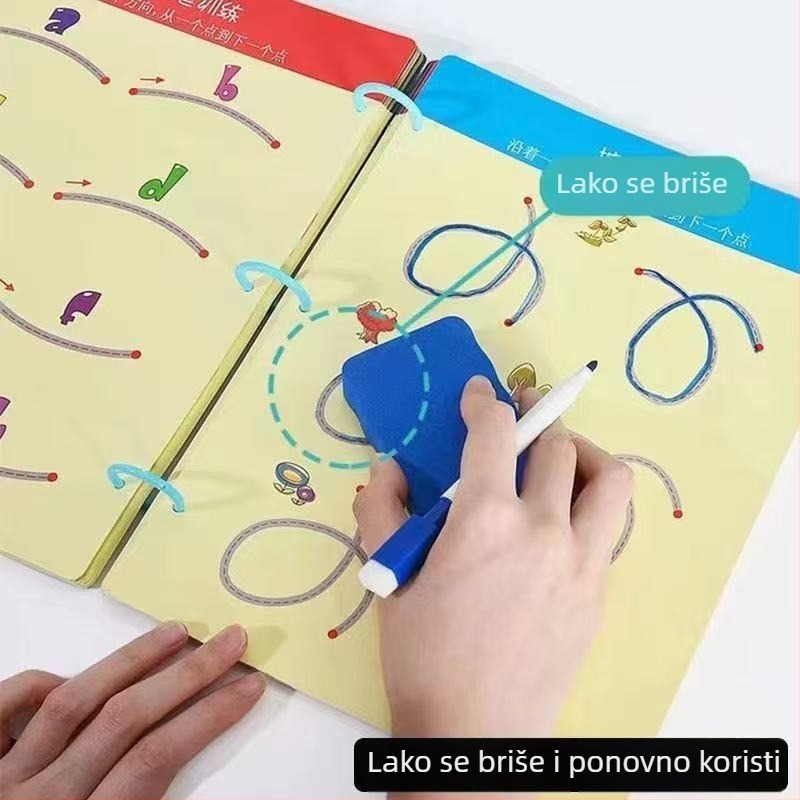 Vježbenica za kontrolu držanja olovke za djecu – crtanje i pisanje, izbrisivo, uzrast 2-3 godine