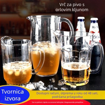 Prozirna plastična čaša za pivo s velikim kapacitetom i izljevom; pogodna za pivo, sok, vodu i čaj; otporna na visoke temperature