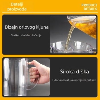 Prozirna plastična čaša za pivo s velikim kapacitetom i izljevom; pogodna za pivo, sok, vodu i čaj; otporna na visoke temperature