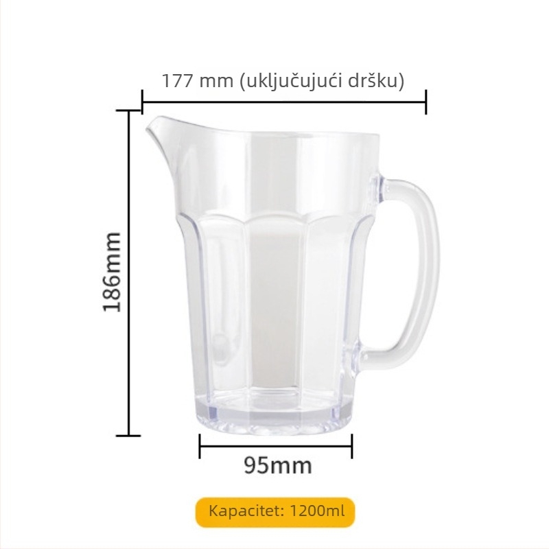 Prozirna plastična čaša za pivo s velikim kapacitetom i izljevom; pogodna za pivo, sok, vodu i čaj; otporna na visoke temperature