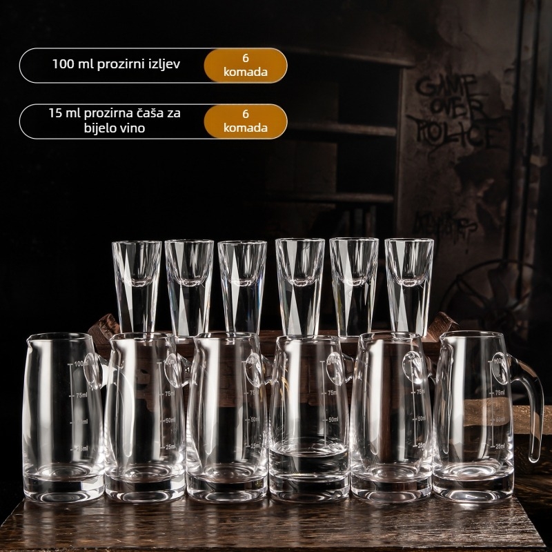 Set kristalnih čaša za alkohol s dekanterom i 10 ml malim čašicama – kućni bar poklon kutija