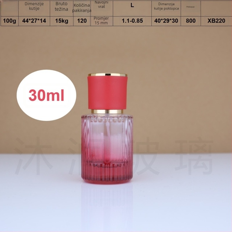 Šarena staklena bočica parfema s raspršivačem, uspravne pruge, 30 ml / 50 ml