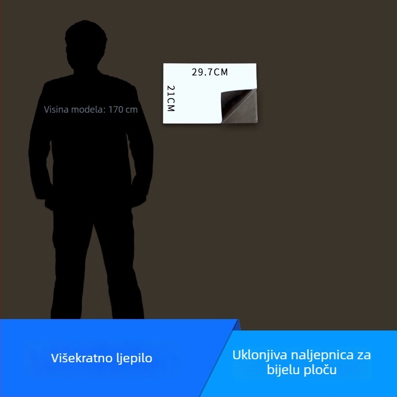 Samoljepljiva PET mekana bijela ploča – površina za pisanje, izbrisiva, pogodna za kućnu, školsku i uredsku upotrebu