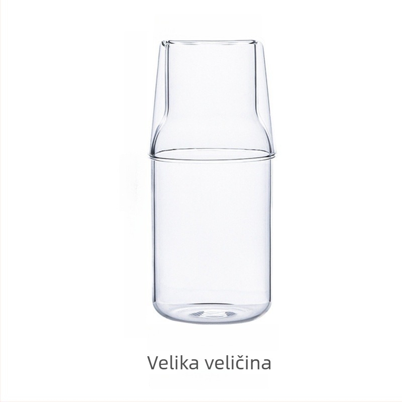 Minimalistički set: jedna posuda i jedna šalica za hladnu vodu — borosilikatno staklo, kućna upotreba, za jednu osobu, za sokove i vodu s limunom