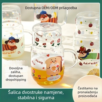 Staklena posuda za hladnu vodu od borosilikatnog stakla, nježan luksuzan dojam, velika zapremina, dvostruka namjena čajnika za kućnu upotrebu, čašica za mlijeko