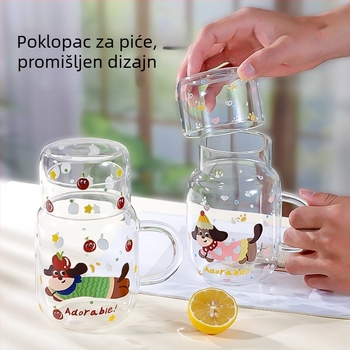 Staklena posuda za hladnu vodu od borosilikatnog stakla, nježan luksuzan dojam, velika zapremina, dvostruka namjena čajnika za kućnu upotrebu, čašica za mlijeko