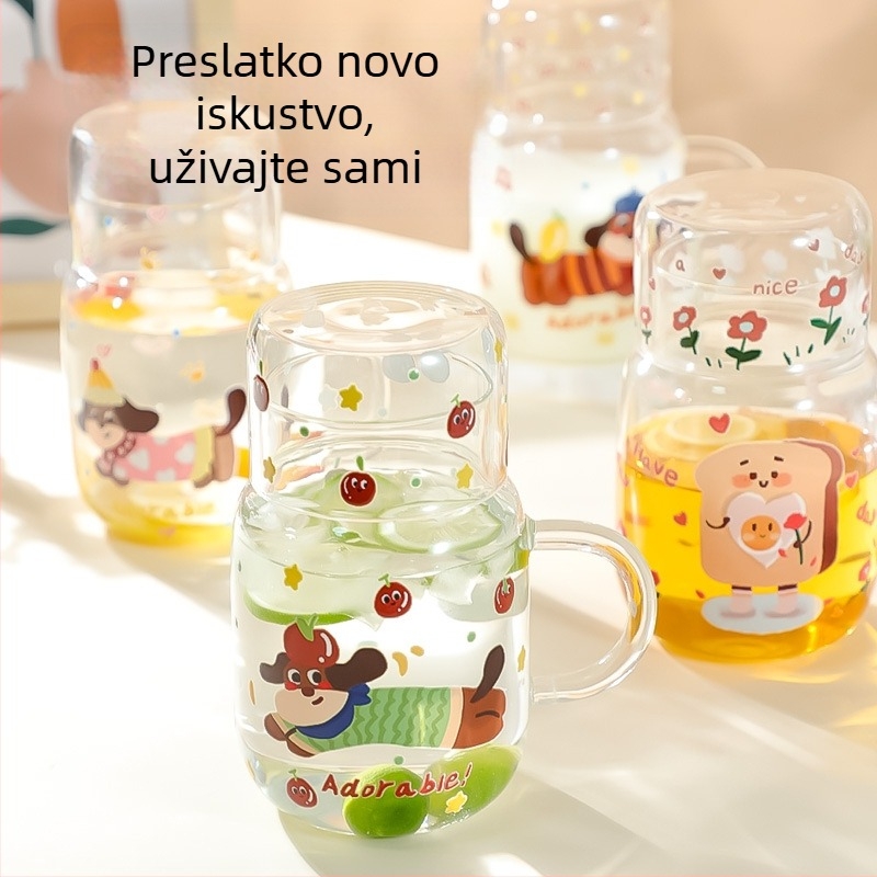 Staklena posuda za hladnu vodu od borosilikatnog stakla, nježan luksuzan dojam, velika zapremina, dvostruka namjena čajnika za kućnu upotrebu, čašica za mlijeko