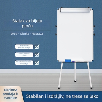 Prenosna magnetska dvostrano bijela ploča na stalku s tri noge za uredske sastanke i obuku