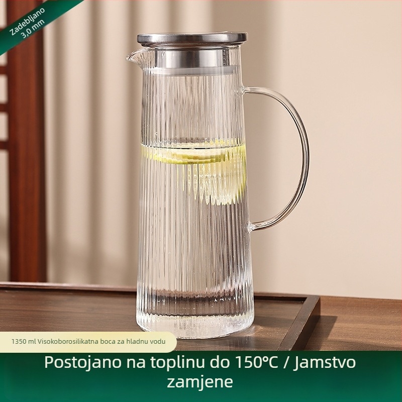 Stakleni set kanica i čaša za studenu vodu, velika kapaciteta, otporna na visoke temperature, japanski stil