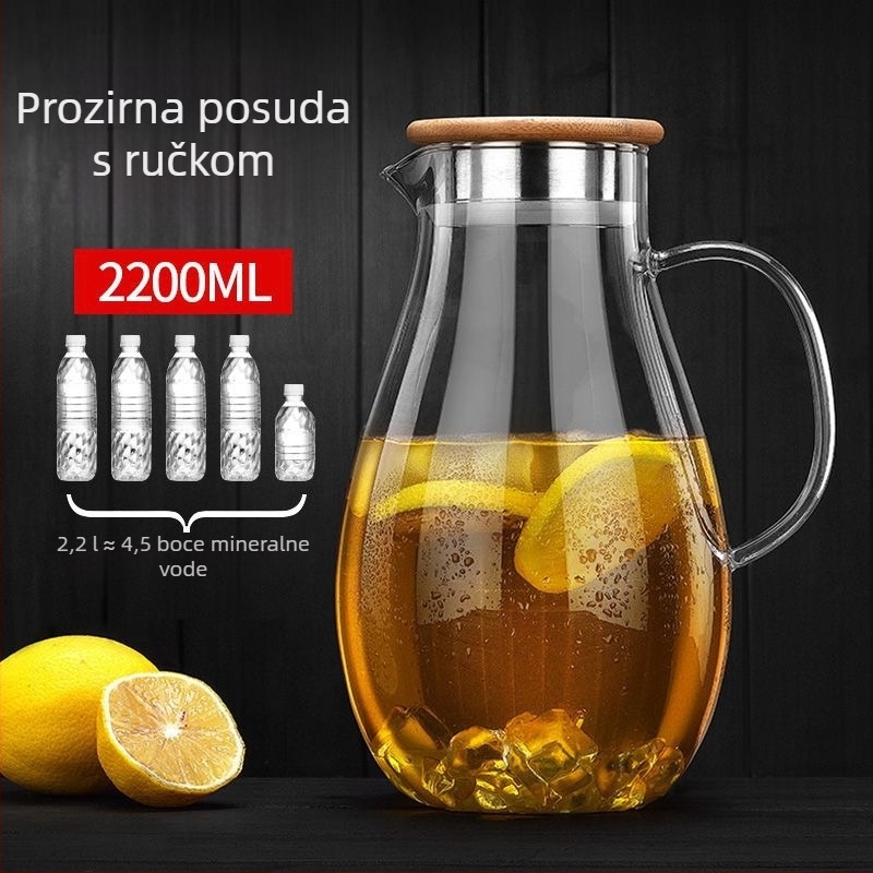 Karafa od borosilikatnog stakla, otporna na visoke temperature, velika kapacitet, za kućnu upotrebu i ugostiteljstvo