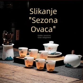 Ručno oslikani Kung Fu set čaja za kućnu upotrebu, keramički čajnik, visokokvalitetna jade zdjela s poklopcem i čajne šalice u poklon kutiji