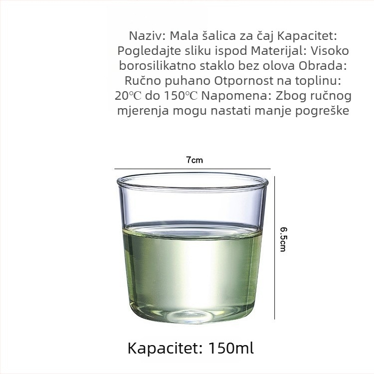 Proziran set staklenog posuđa za sok i čašu od borosilikatnog stakla, za jednu osobu