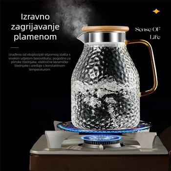 Set čajnika od borosilikatnog stakla i posude za hladnu vodu, veliki kapacitet, otporan na visoke temperature, moderan minimalistički dizajn, idealan dar