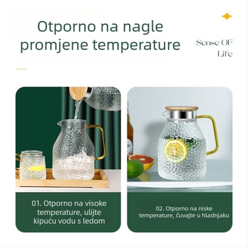 Set čajnika od borosilikatnog stakla i posude za hladnu vodu, veliki kapacitet, otporan na visoke temperature, moderan minimalistički dizajn, idealan dar