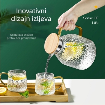 Set čajnika od borosilikatnog stakla i posude za hladnu vodu, veliki kapacitet, otporan na visoke temperature, moderan minimalistički dizajn, idealan dar