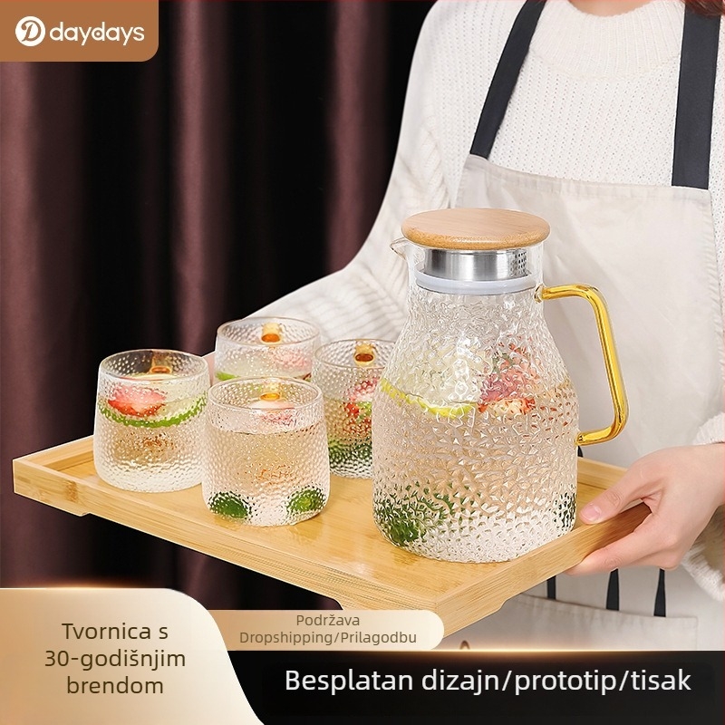 Set čajnika od borosilikatnog stakla i posude za hladnu vodu, veliki kapacitet, otporan na visoke temperature, moderan minimalistički dizajn, idealan dar