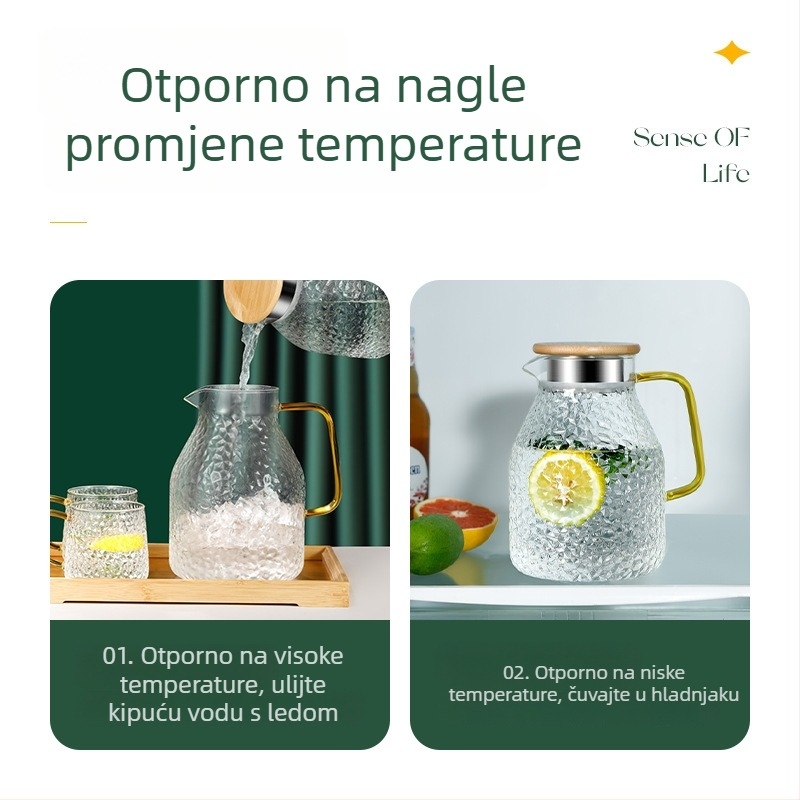 Set čajnika od borosilikatnog stakla i posude za hladnu vodu, veliki kapacitet, otporan na visoke temperature, moderan minimalistički dizajn, idealan dar