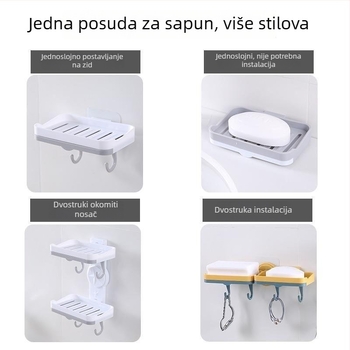 Novi kreativni rotirajući držač sapuna bez bušenja, dvostruki sloj s odvodom, zidni držač sapuna za kupaonu