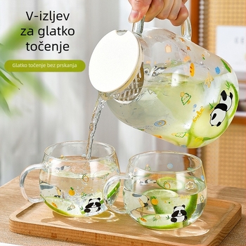 Kanta za sok od borosilikatnog stakla i set čaša za hladnu vodu, otporan na visoke temperature, velikog kapaciteta za kućnu upotrebu.
