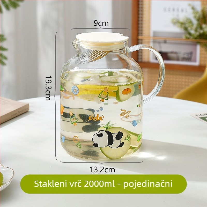 Kanta za sok od borosilikatnog stakla i set čaša za hladnu vodu, otporan na visoke temperature, velikog kapaciteta za kućnu upotrebu.
