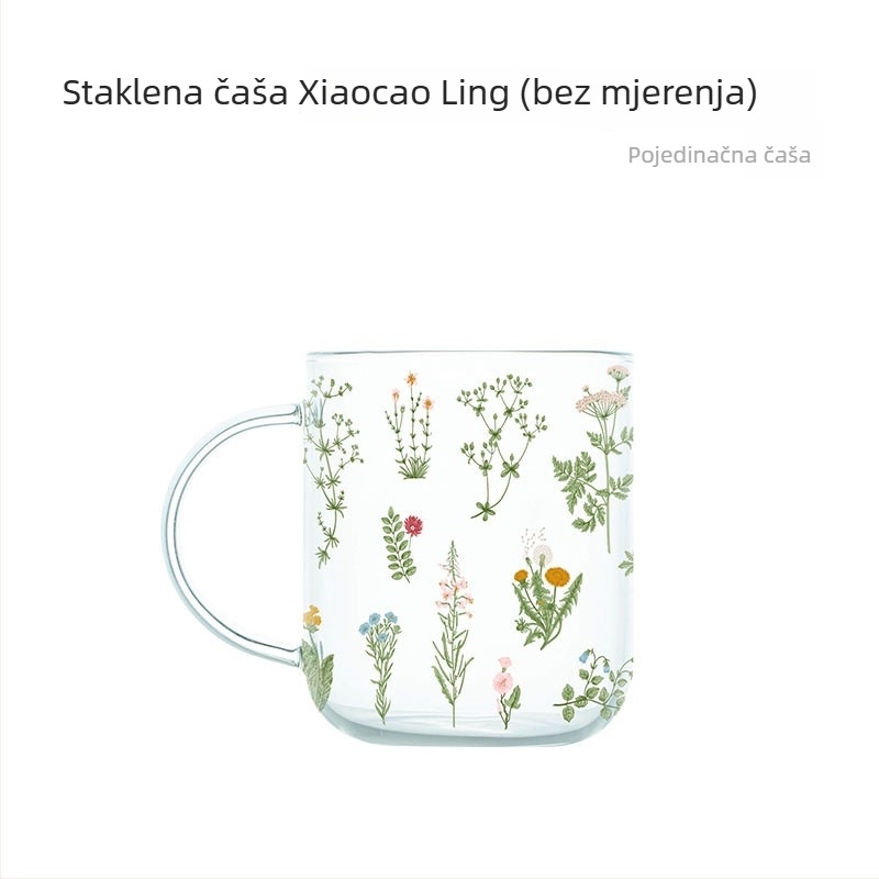 Staklena posuda u Mori stilu s velikim kapacitetom i mjernim oznakama, pogodna za doručak, mlijeko, čaj i hladnu vodu, kućna upotreba