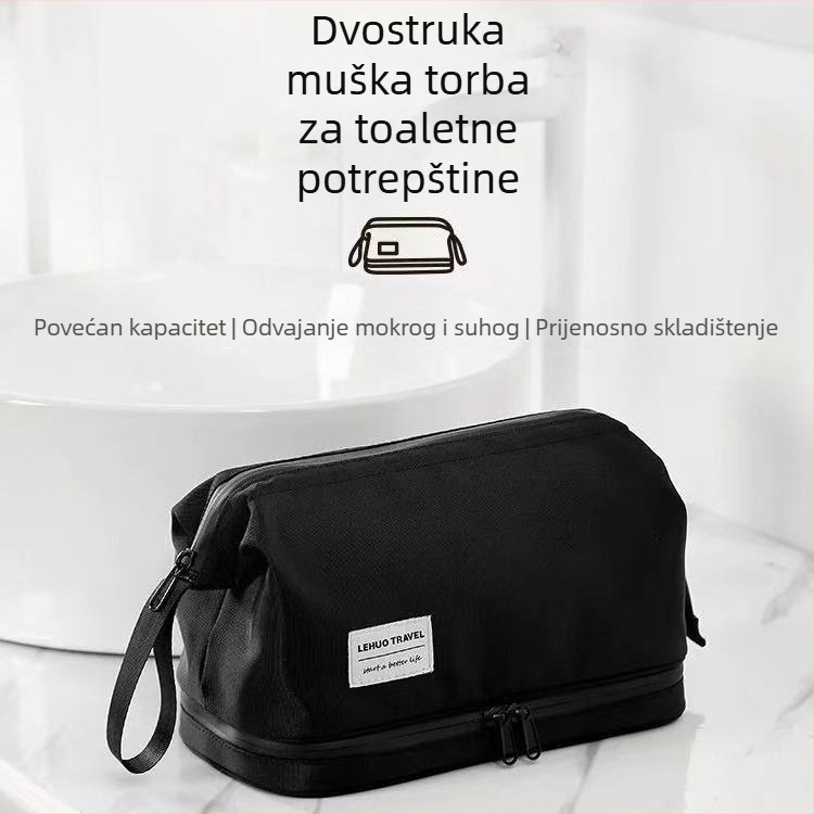 Muški putni set za toaletne potrepštine s odjeljkom za suho i mokro, prijenosna kozmetička torbica
